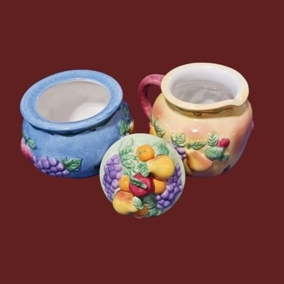 Sango sangria set of 7 pcs butter dish salt& pepper creamer& sugar lid - Picture 9 of 12